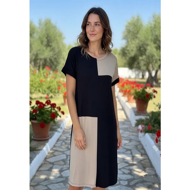 Vestido Malha Amazonia Vital Terra Serena Midi plus Preto com Areia