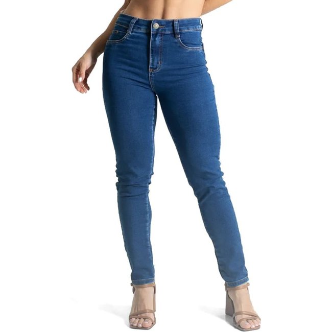 Calça Jeans Feminina Sawary Push Up Azul Escuro