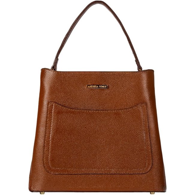 Bolsa de mão em couro liso Madu - Whisky