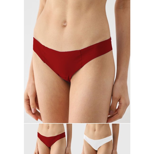 Kit Calcinha Biquíni Feminina Hope Invisível Vermelha e Branca