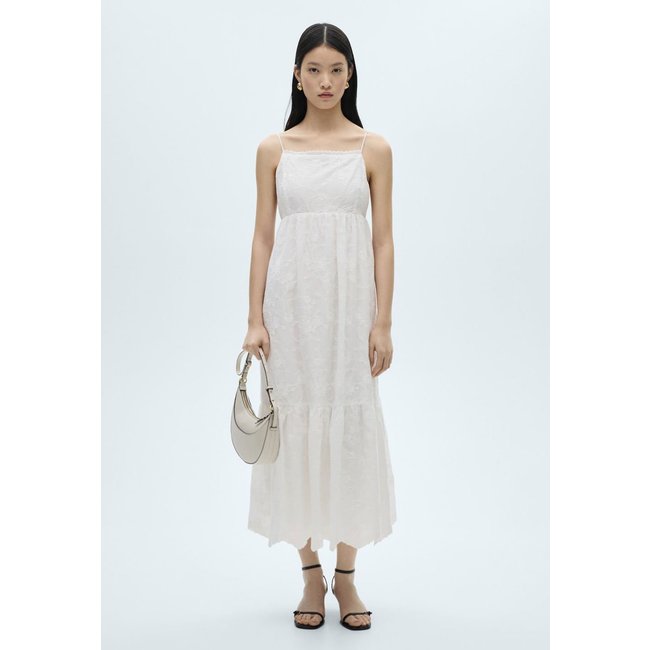 Vestido Mango Midi Clavel Bordado Branco