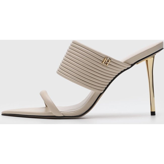 Sandália Feminina Lança Perfume Salto Fino Alta Off-white