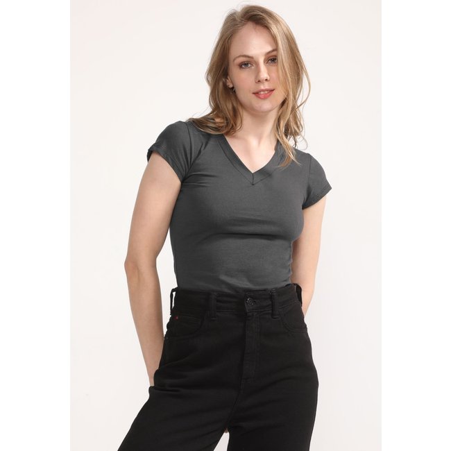 Blusa D Bell Outlet Fashion Baby Look Básica Cinza