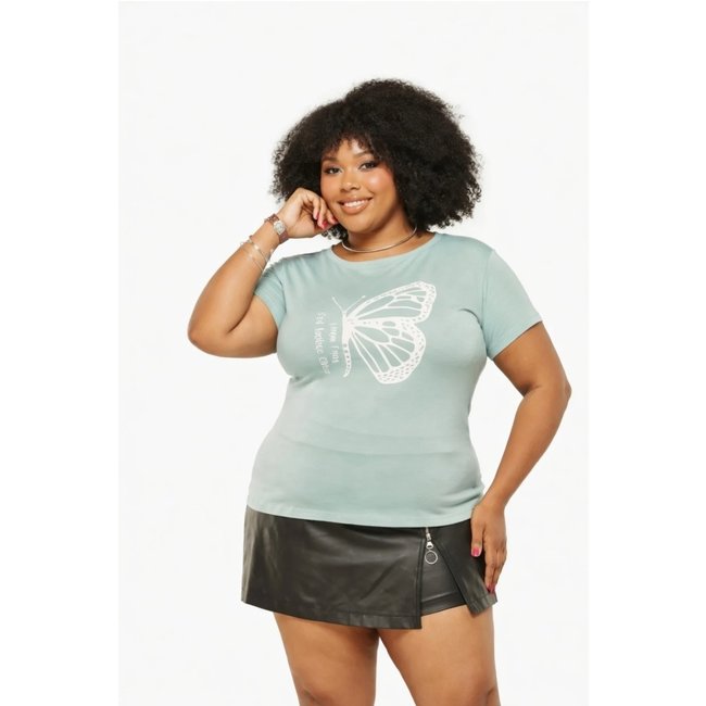 T-shirt Plus Size D Bell Outlet Fashion Say I am Pistache