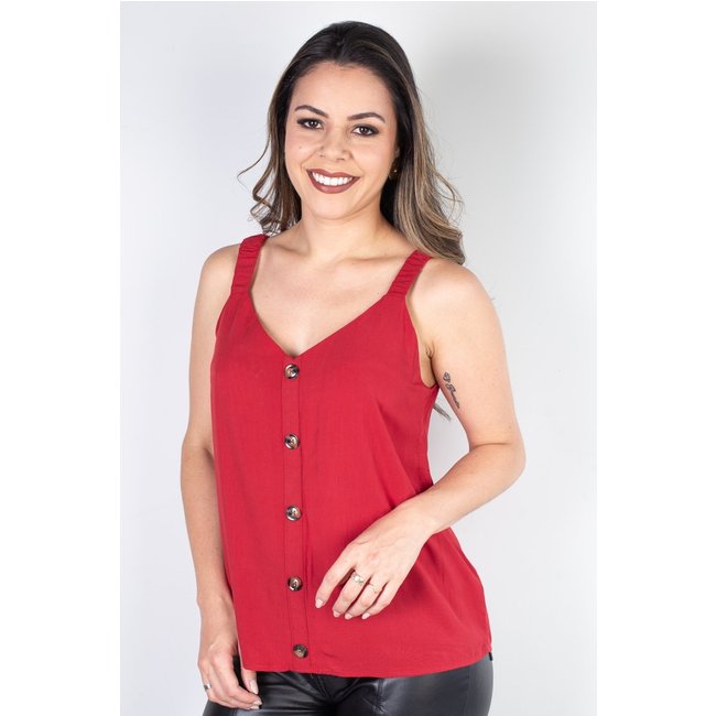 Blusa Enluaze Feminina Regata Botões 51144 - Vermelho