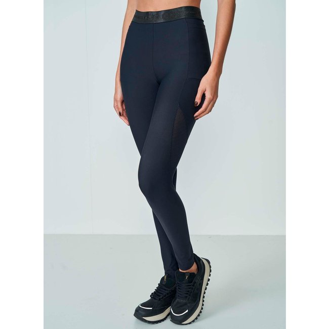 Calça Legging Colcci Sport Com Faixa Estampada Preta