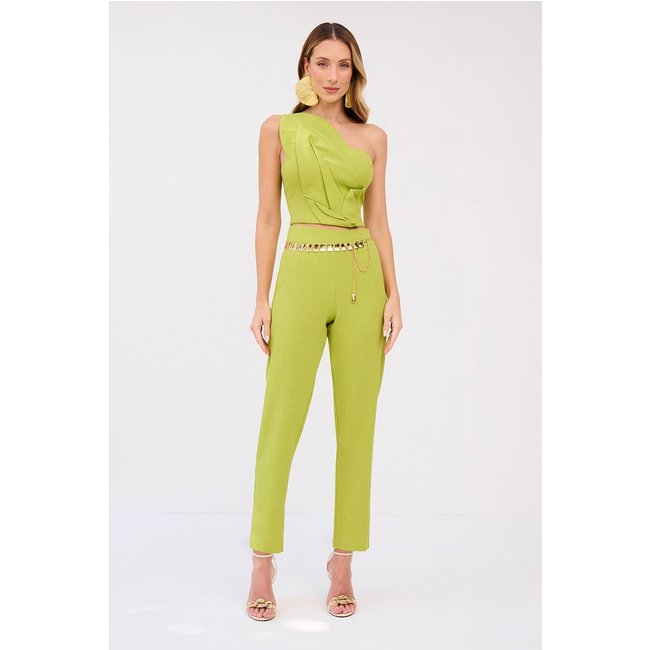 Top Estruturado Liso Com Copo De Leite Verde Pistache Charry