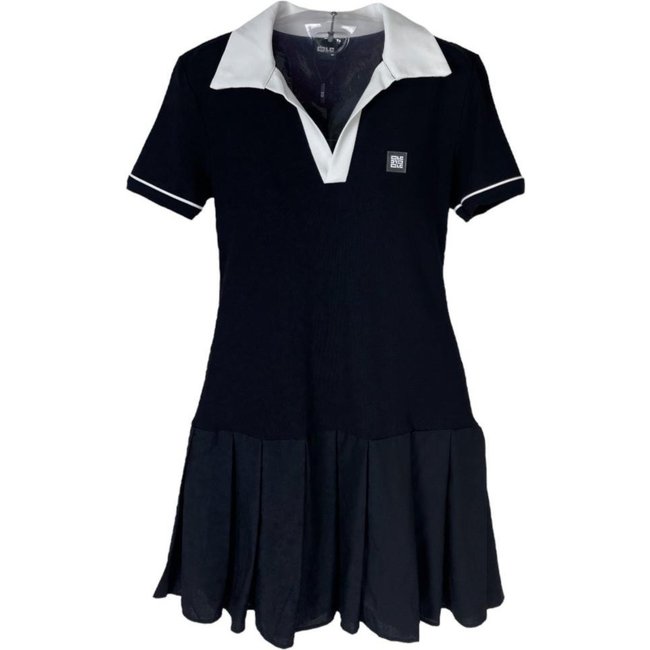 Vestido Slim com Pregas Estilo Polo Colcci CLC Preto/Off
