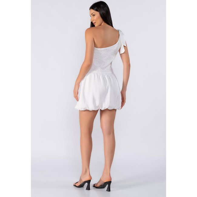 Vestido balone curto manga nula Branco