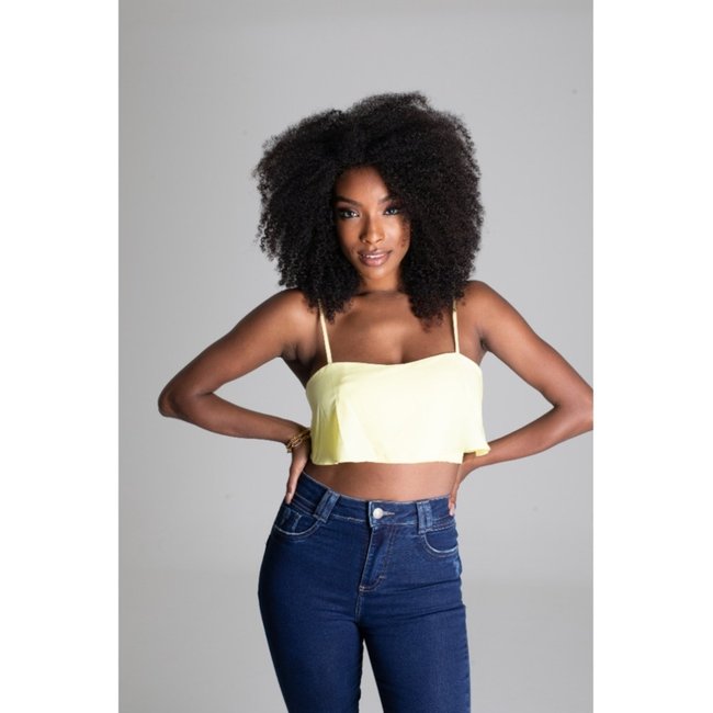 Top Cropped Sawary Fashion Babado AMARELO