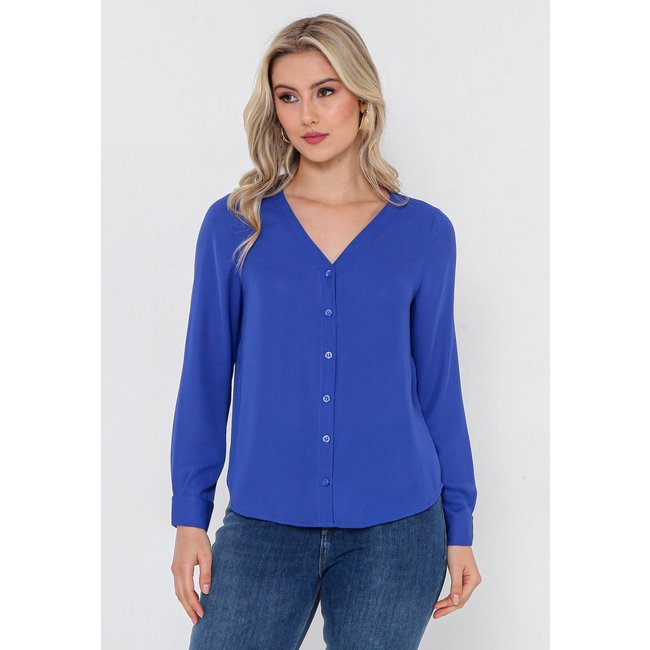 Camisa Intens Manga Longa Crepe Azul