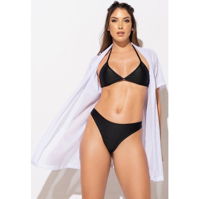 Saída De Praia MVB Modas Renda Curta Moda Praia Kimono Verão Branco