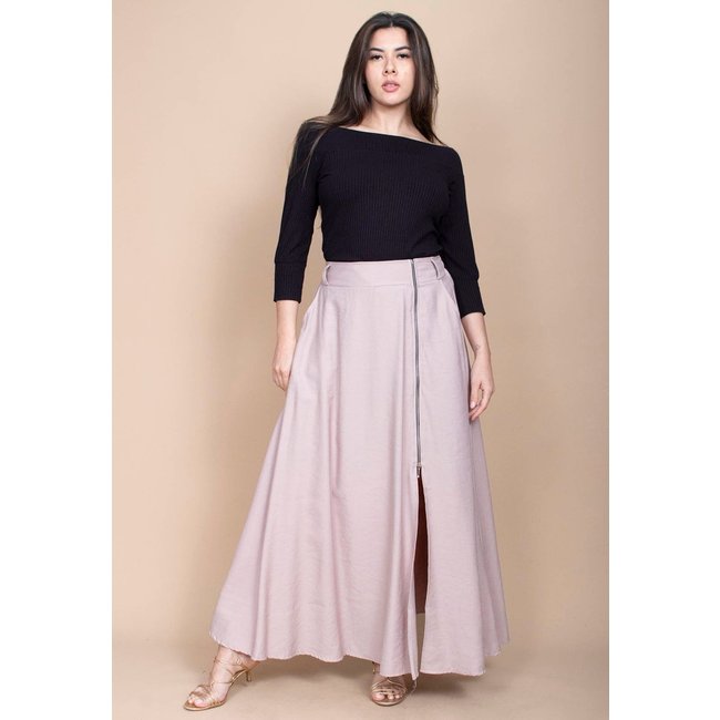 Saia Cabanafree Midi com Zíper Nude