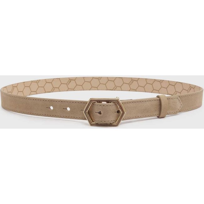 Cinto Largo Arezzo Rustic Suede Bege