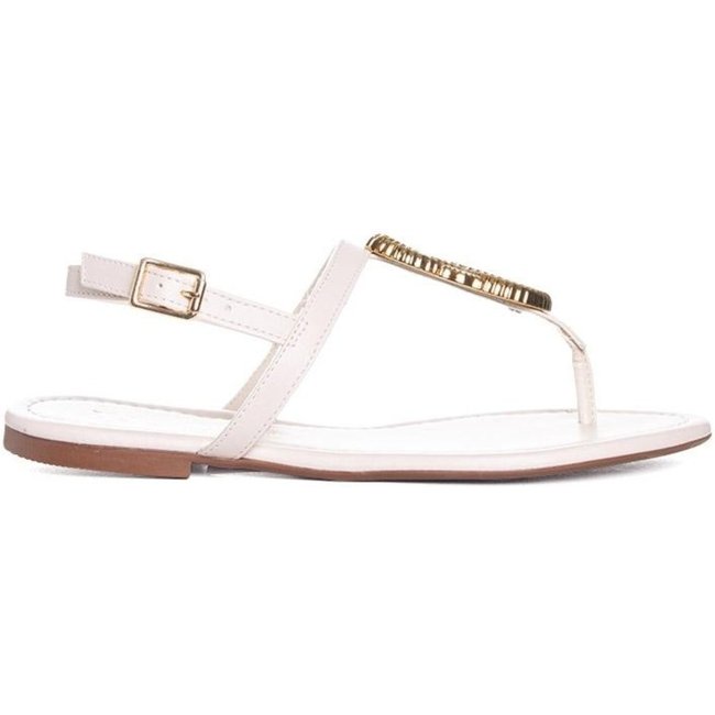 Sandália Rasteira Giulia Domna Couro Off White Incolor