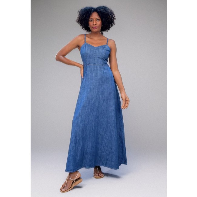 Vestido Cabanafree jeans longo com alça