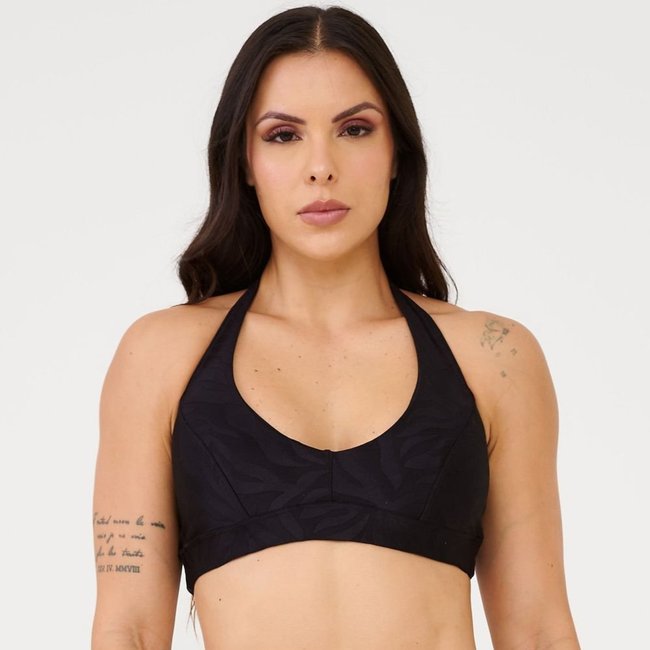 Top Frente Única Preto Texturizado Donna Carioca