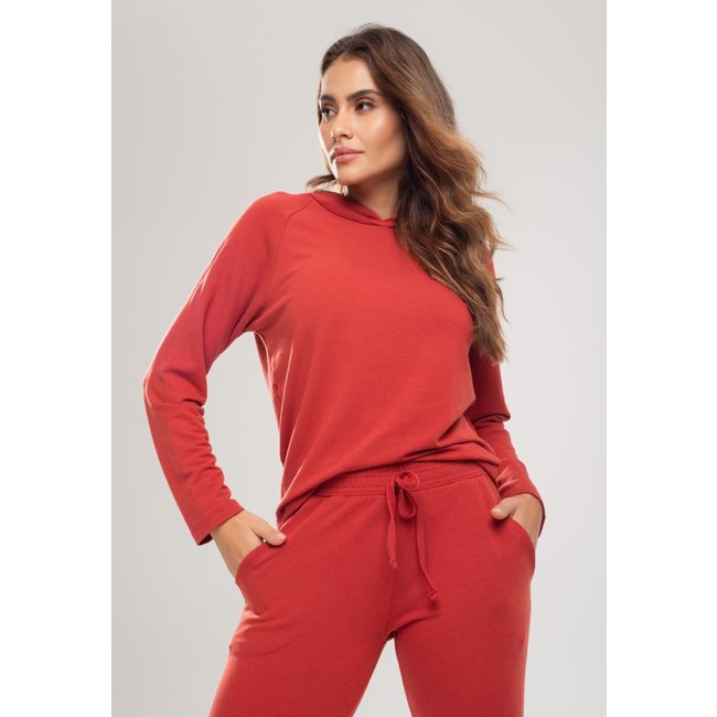 Casaco Salvatore Comfy Com Capuz Moletinho Terracota
