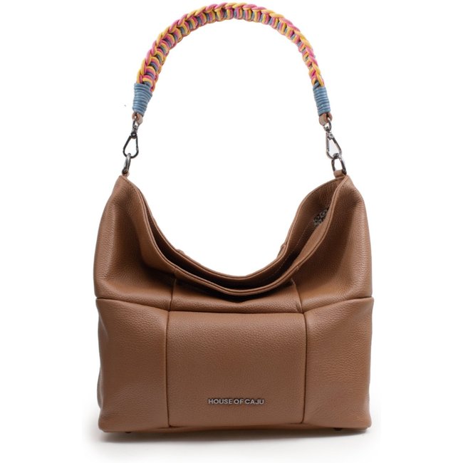 Bolsa Feminina Em Couro Tiracolo Caramelo "Graziela Oliveira"""