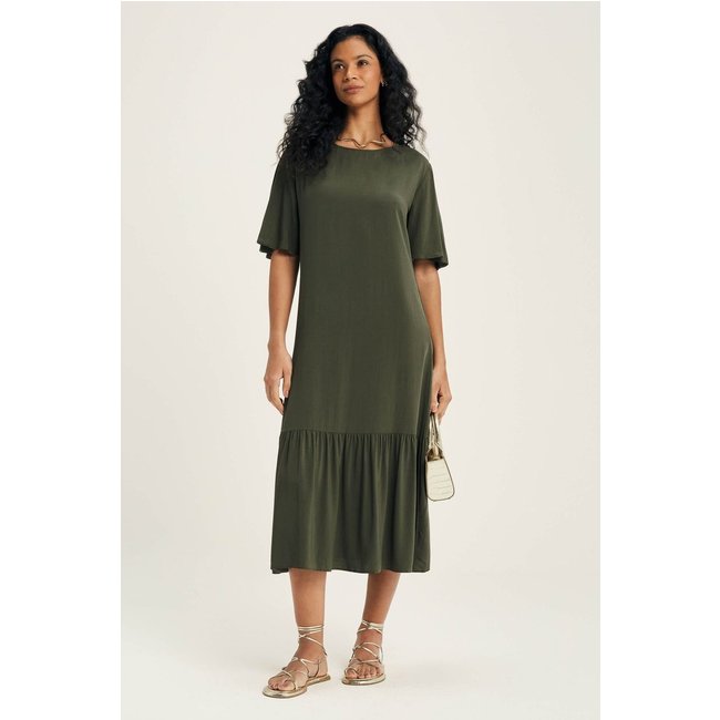 Vestido Feminino Com Decote Canoa Marialícia Verde