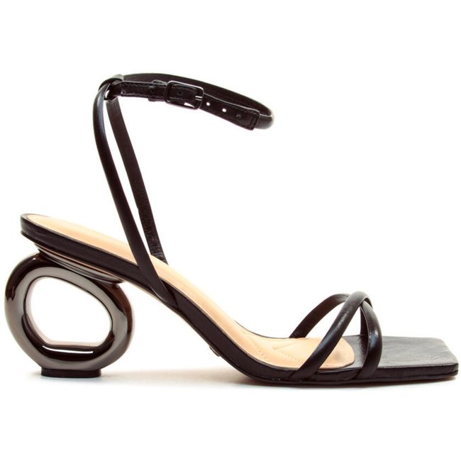 Sandália Couro Preto Salto Médio Cecconello 2226003-15