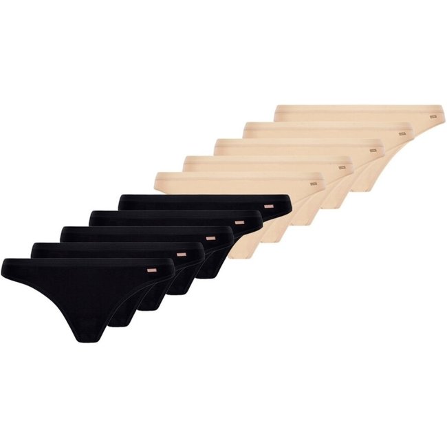 Kit com 10 Calcinhas Tanga Loba 40354-001 Bege