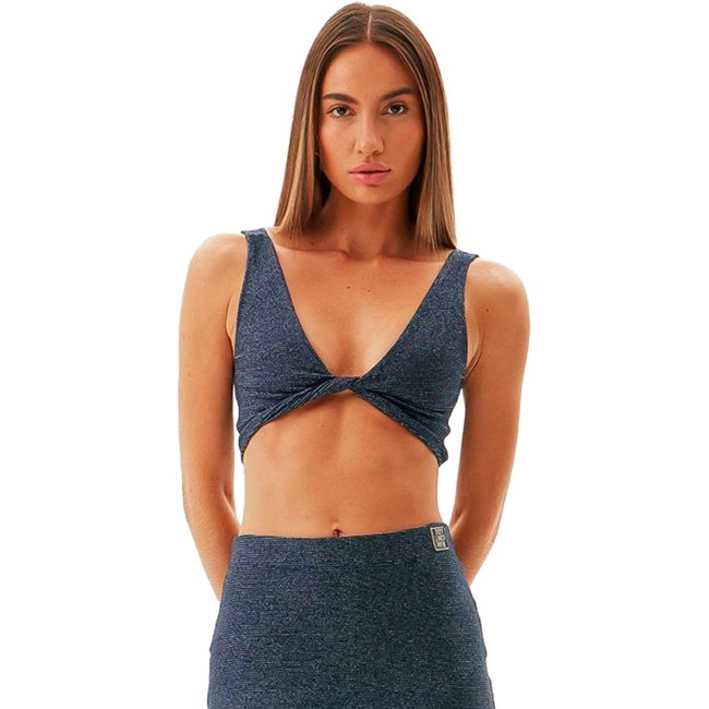 Top Cropped Easy Lança Perfume Knot AV24 Marinho Feminino