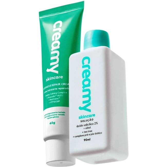 Kit Creamy Ácido Salicílico Solução Tônica Antiacne e Creme Reparador (2 produtos)