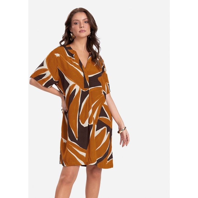 Vestido Curto Estampado Endless Marrom