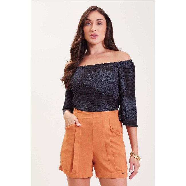 Short Feminino Alfaiataria Marialícia Laranja