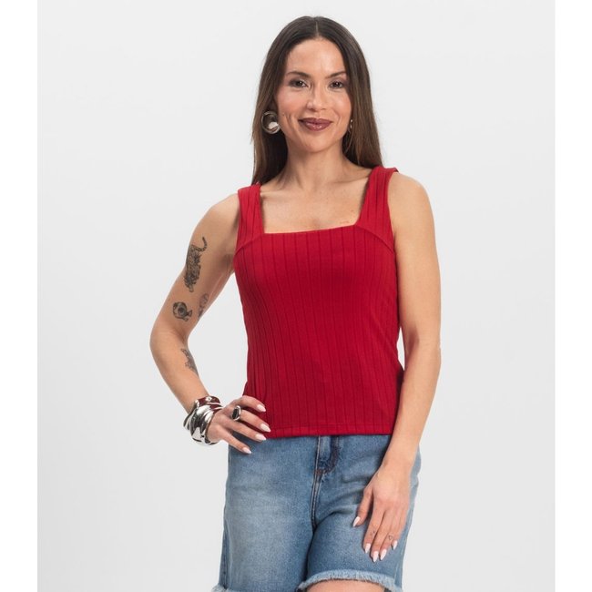 Regata Canelada Feminina Infinita Cor Vermelho