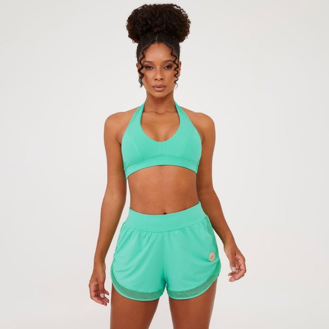 Short Soltinho Barra Tela Verde Cacatua Poliamida Soft Donna Carioca