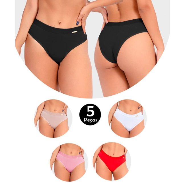 Kit 5 Calcinha IMI Lingerie Em Algodão Ivy Multicolorido