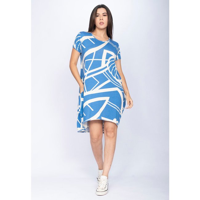 Vestido CabanaFree Curto Malha Amplo Always Estampa Lagoa Botânica