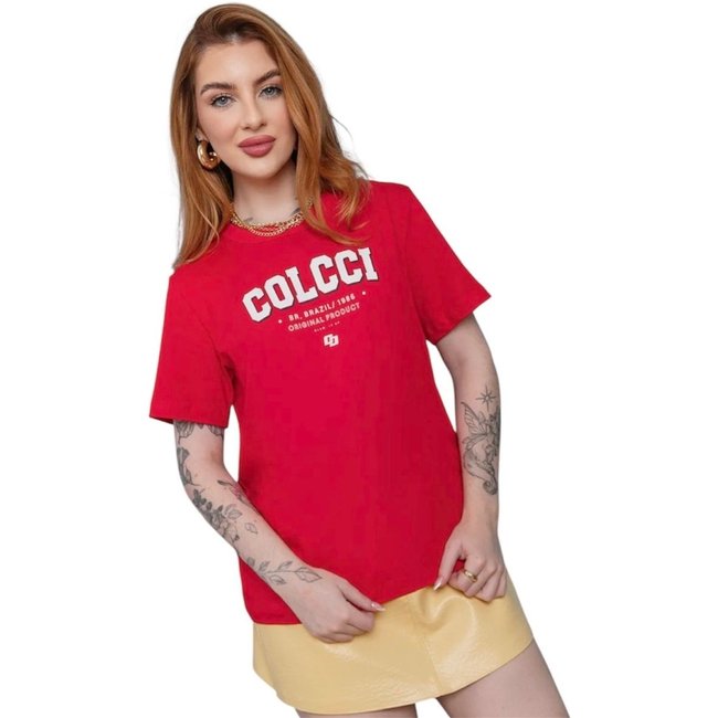 Camiseta Feminina Com Estampa Frontal Colcci Vermelho Ife