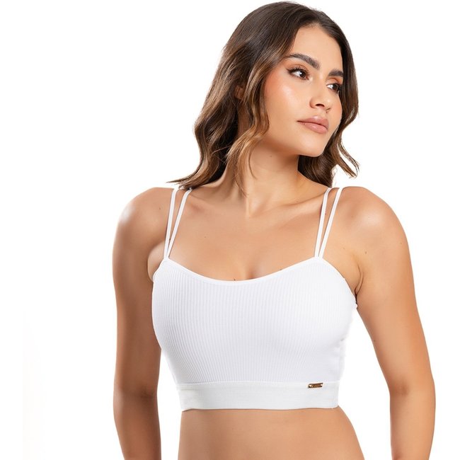 Sutiã IMI Lingerie Cropped Top Algodão Conforto Marina Branco