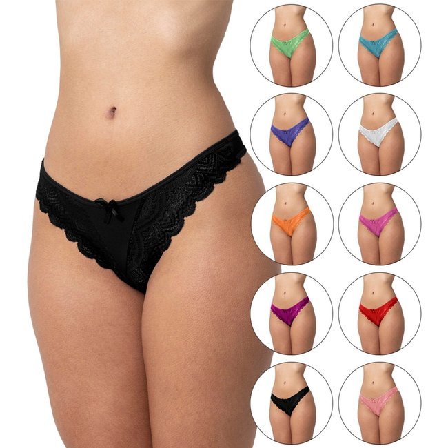 Kit 10 Calcinhas Gabi Lingerie Fio Microfibra Renda Microfibra Confortável Sexy Multicolorido