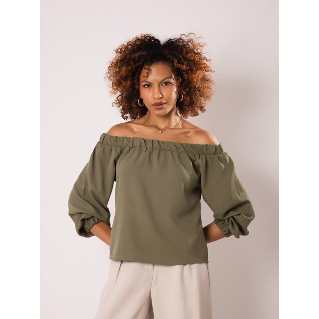 BATA OMBRO A OMBRO COM ELÁSTICO VERDE MILITAR