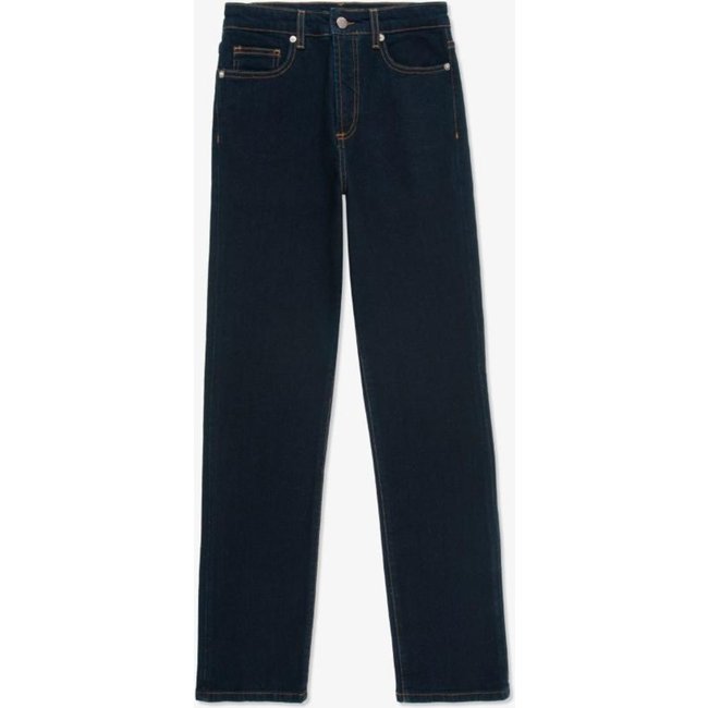 Jeans feminino Lacoste straight fit em algodão com stretch Azul