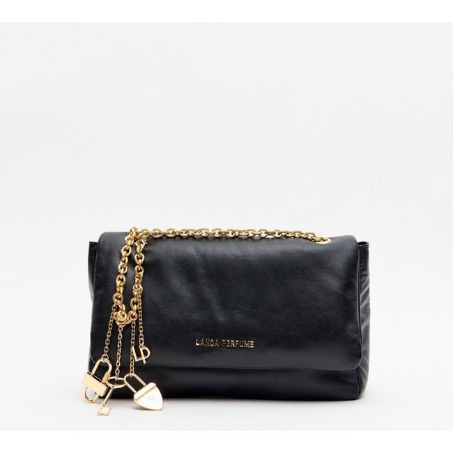 Bolsa Shoulder Couro Alça Corrente Com Enfeites Lança Perfume