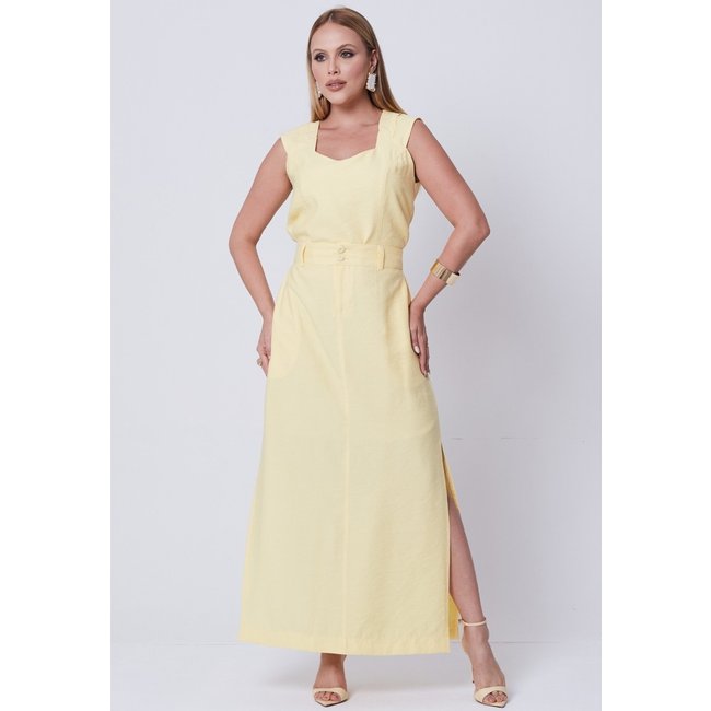 Conjunto Mamorena Blusa Regata e Saia Midi Reta em Liocel