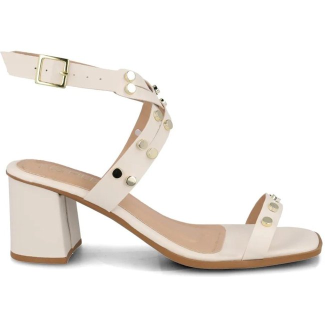 Sandália M Shuz Salto Bloco Feminina Off-white