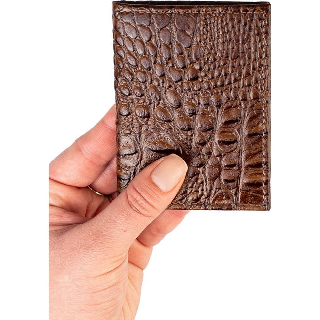 Porta cartões de couro croco Andréia 7,5x10cm - Whisky