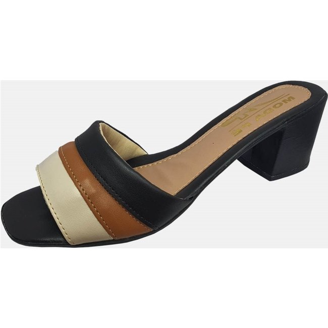Sandália Salto Alto 05 cm Extra Conforto 03 Preto Caramelo Marfim Moda Pé