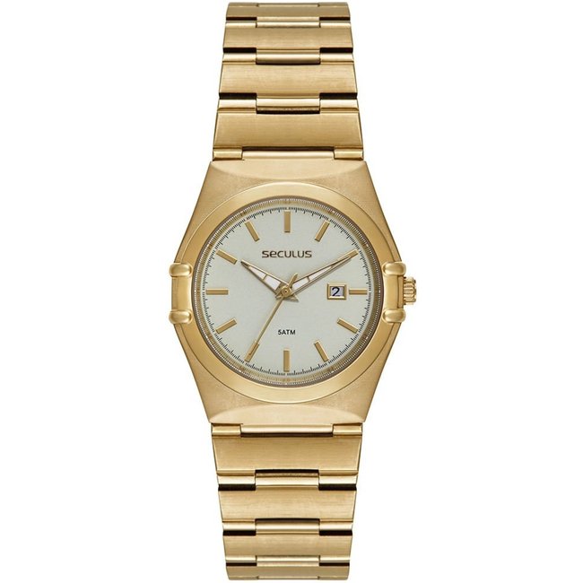 Relógio Feminino Aço Vintage Dourado Seculus