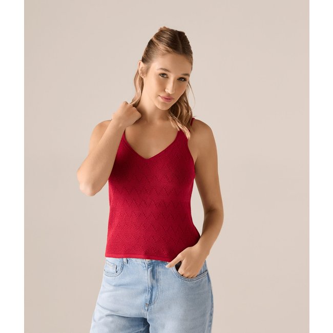 Blusa Makenji Tricot Rendada Feminina Vermelho