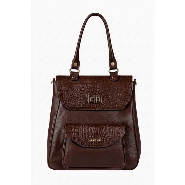 Mochila de couro croco Joanna - Café