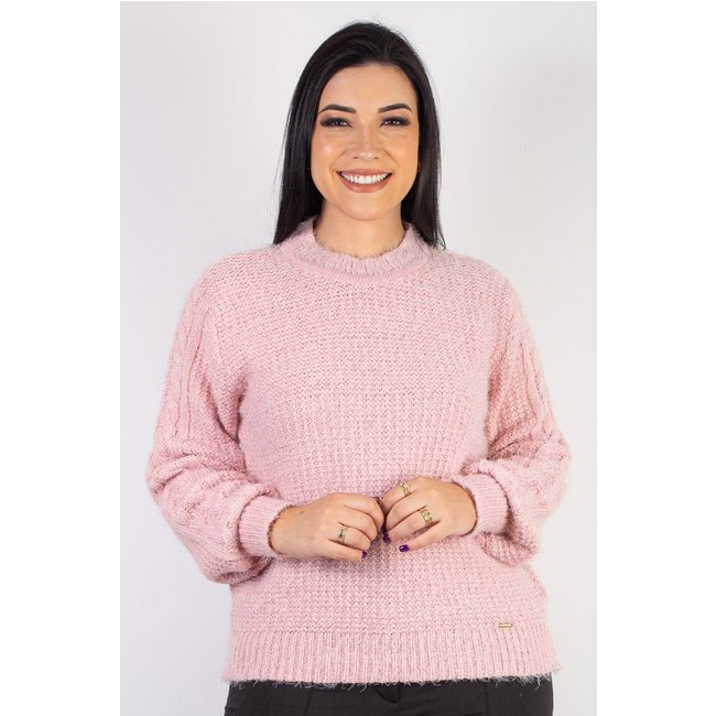 Blusa de malha feminina com tranças 60010 - Rosa