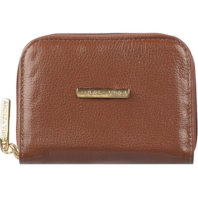 Carteira feminina de couro liso Kiara 10x13,5cm - Whisky