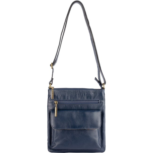 Bolsa pequena transversal de couro liso Alana - Azul